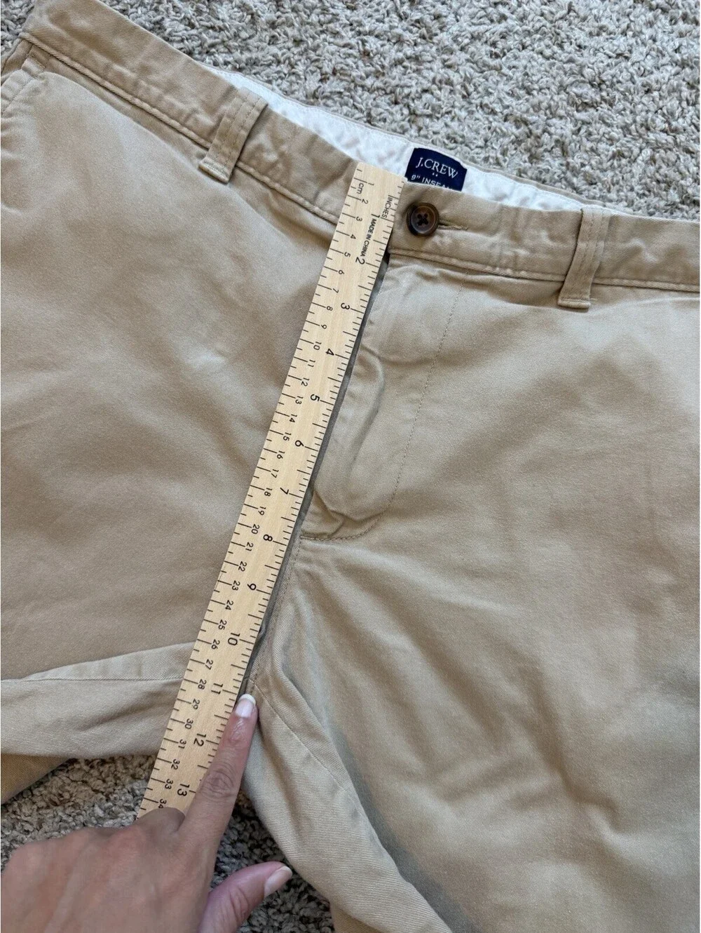 J.Crew Men’s Khaki Chino Shorts Flat Front 9” Inseam Size 36 Classic Preppy